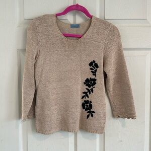 Tan with flower sweater size small women’s